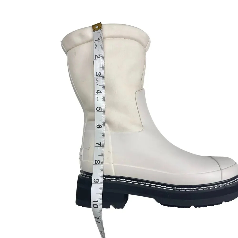 Hunter | Women | White Refined Stitch Sherpa Insulated Wellington Boots | US 5